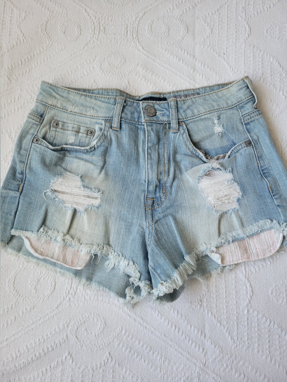 Aeropostale Light Wash Distressed Denim Shorts